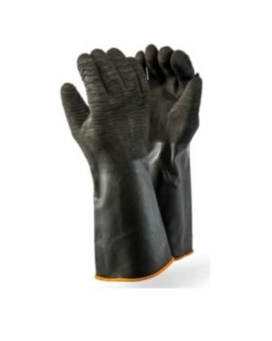 Industrial Rubber Gloves (Black/Orange) Rough Palm, Rolled Cuff, Shoulder Length  55Cm Builders Glove