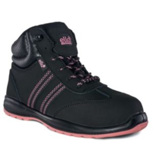 Ella,
  Jasmine,Smooth Leather, Ladies Safety Boot, Black/Pink
