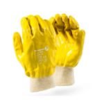 Yellow Nitrile Coated Knitted Wrist Gloves – Durable & Dexterity & Rough Finish Moq 12