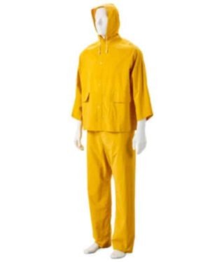 Yellow Pvc Rain Suit Two Piece Pvc Rain Suits, Hood, Zip & Storm Flap