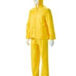 Yellow Rubberized Rain Suits, Hood, Zip & Storm Flap
