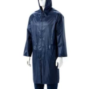 Navy Blue Rubberized Rain Suits, Hood, Zip and Storm Flap