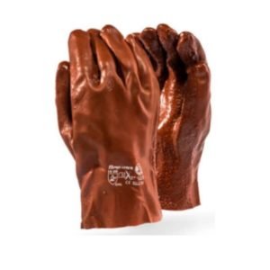 Dromex Xtra Brown Pvc Rough Finish Gloves 27Cm Open Cuff