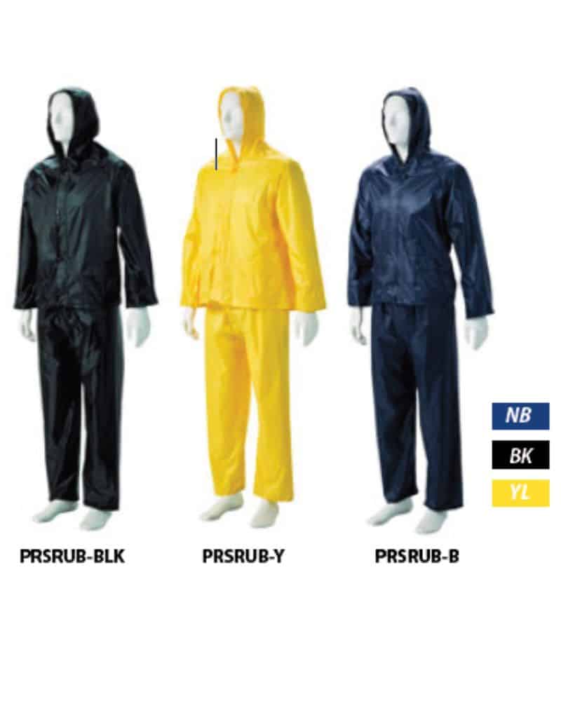 Navy Blue Rubberized Rain Suits, Hood, Zip and Storm Flap