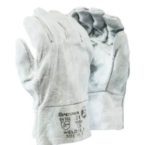 Dromex WELD/2.5 Chrome Leather Double Palm Gloves Grey 10.5 EN388