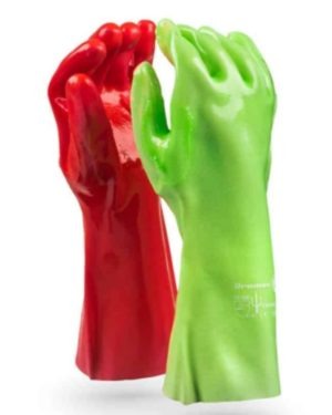 Dromex Cronus Dual Colour Red/Green Pvc Gloves With Reinforcing Elbow