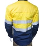 100% Cotton Hi-Visibility Ventilated Two Tone Long Sleeve Shirts – Orange / Navy Blue Or Yellow/Navy