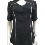 B1138 Button Front Blouse With Piping