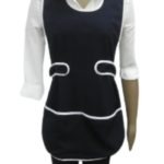 B1166 Apron With Contrast Binding And Buttons Infront