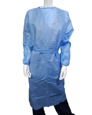 Blue Isolation Gowns 50Gsm, White Cuffs (Clear Packaging) – Buy In Bulk And Save