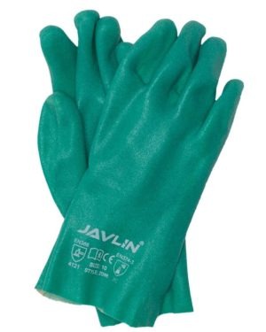 Javlin Green Pvc Glove With Foam Finish 30cm Gauntlet