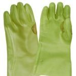 JAVLIN PVC Medium Weight Hi-Vis Green Reinforced Safety Cuff Gloves 27cm