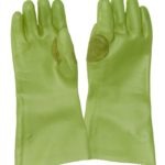Javlin PVC Elbow Length Medium Weight Hi-Vis Green Reinforced Gloves 35cm