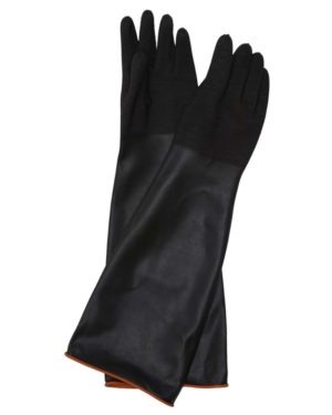 Javlin Black / Orange Elbow Length Rubber Glove, Rough Palm, Superior Quality, 200Gsm