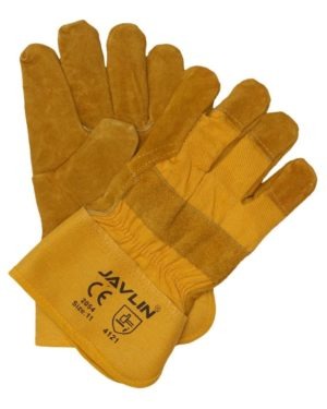 Javlin Yellow Leather Freezer Glove Candy Stripe Back- With full Sock Lining