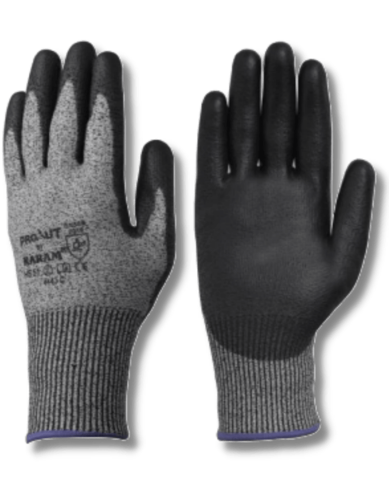 HPPE Cut-4 (D rated) Liner 13 Gauge with Black PU Coating Safety Gloves