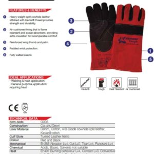 Pioneer Tough Air Cushion Red Welding Gloves 35cm