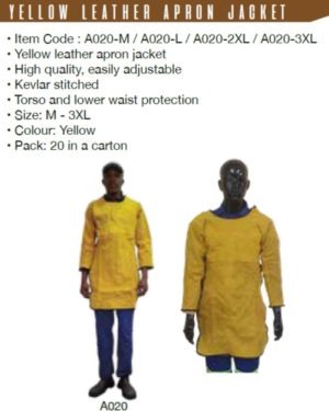 Yellow Leather Yoke Apron Jacket Kevlar Stitched