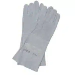 Pioneer 8″ Chrome Leather Double Palm Gloves Gauntlet Grey EN388