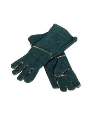 8″ Green Lined Elbow Length Leather Gloves