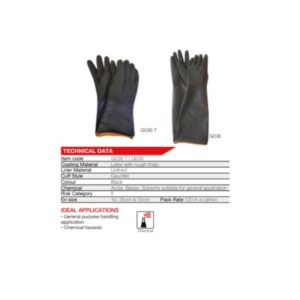 Black Industrial Rubber Glove Rough Palm 55Cm