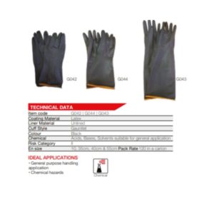 Black Industrial Rubber Glove Smooth Palm 55Cm