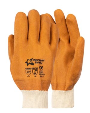 Pioneer Orange Foam Pvc Glove Knitwrist