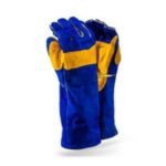 Pioneer 8″ Blue Lined Double Palm Elbow Length- Kevlar Stitch