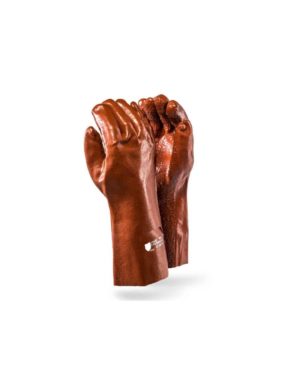Pioneer Gorgon Brown Heavy Duty Pvc Glove Open Cuff 35Cm