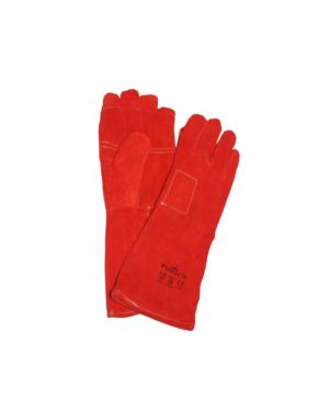 Red Heat Resistant Welding Leather Glove, Elbow Length