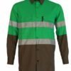 Mining PW013 Reflective Shirt Cotton Two‑Tone Green S‑4XL