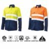 ATPV Flame retardant 8.3Cal Modacrylic 2 Tone Hi-Viz Long sleeve Shirt With Silver Reflective Tape