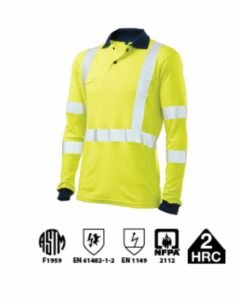 ATPV 11Cal MVP Modacrylic Knitted Hi-viz Long Sleeve Golfer With Silver Reflective tape