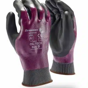 Dromex OIL-TECH-KW Nitrile Gloves Knit Wrist Black Sizes 8-11 EN388 4121X
