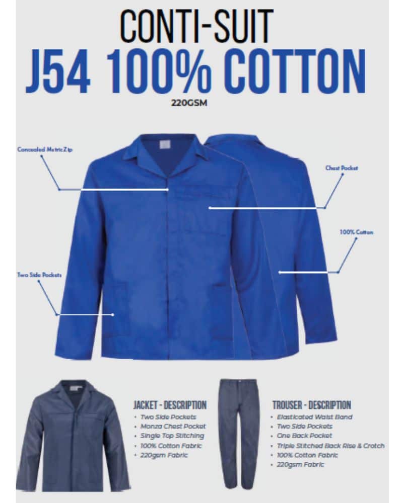 Pioneer J54 Cotton Conti Suit Royal Blue/Navy 32‑44