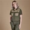 Ladies Short Sleeve Serengeti 2-Tone Bush Shirt Cotton Twill Military Green/Stone S-4XL