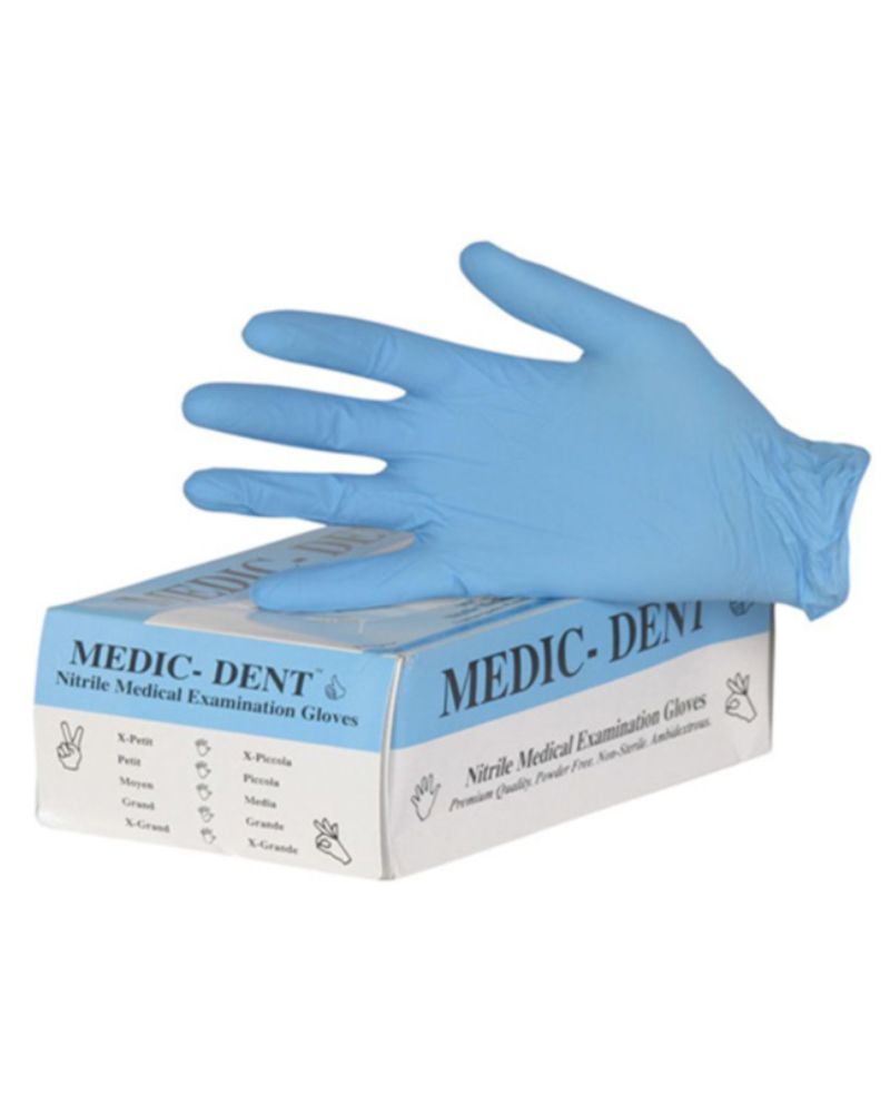 Medic-Dent Nitrile Powder Free Examination Gloves Blue S‑XL EN455