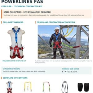 9.08 Technical Powerlines FAS (Non-Adjustable Lanyard) – Steel Fall Arrest & Work Positioning System
